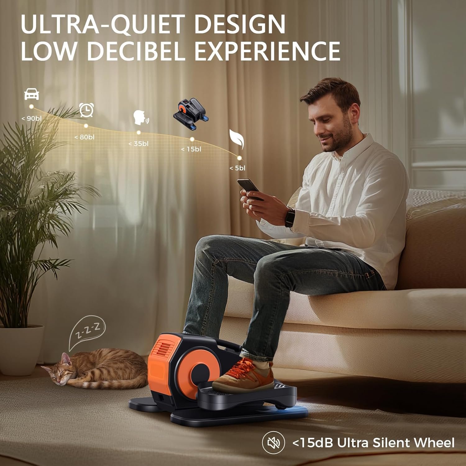 Under Desk Elliptical Machine, 2-in-1 Electric Leg Exerciser for Seniors, Quiet & Compact Pedal Exerciser with Remote - Image 5