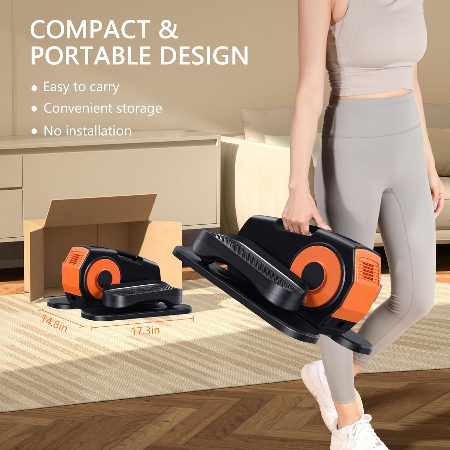 Under Desk Elliptical Machine, 2-in-1 Electric Leg Exerciser for Seniors, Quiet & Compact Pedal Exerciser with Remote - Image 2