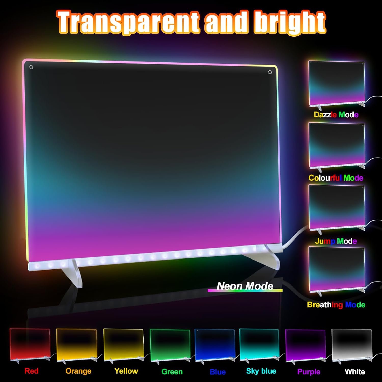 Led Note Board with Colors,16''Drawing Tablet,6 Modes & 8 Colors Light Up Drawing Board,Kids Toy with 13 Light Effects - Image 6