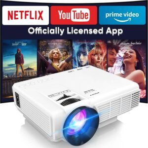 【Netflix-Officially-Licensed】PANSEBA Smart Mini Projector with 1080P HD, 5G WiFi & 2 Way Bluetooth