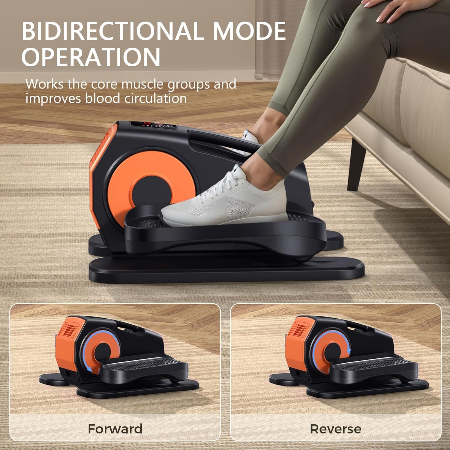 Under Desk Elliptical Machine, 2-in-1 Electric Leg Exerciser for Seniors, Quiet & Compact Pedal Exerciser with Remote - Image 3