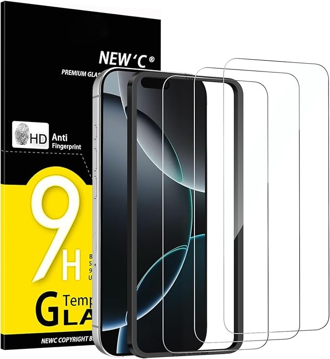 NEW'C 3 Pack Tempered Glass Screen Protector for iPhone 17 Pro Max and iPhone 16 Pro Max 6.9 inches