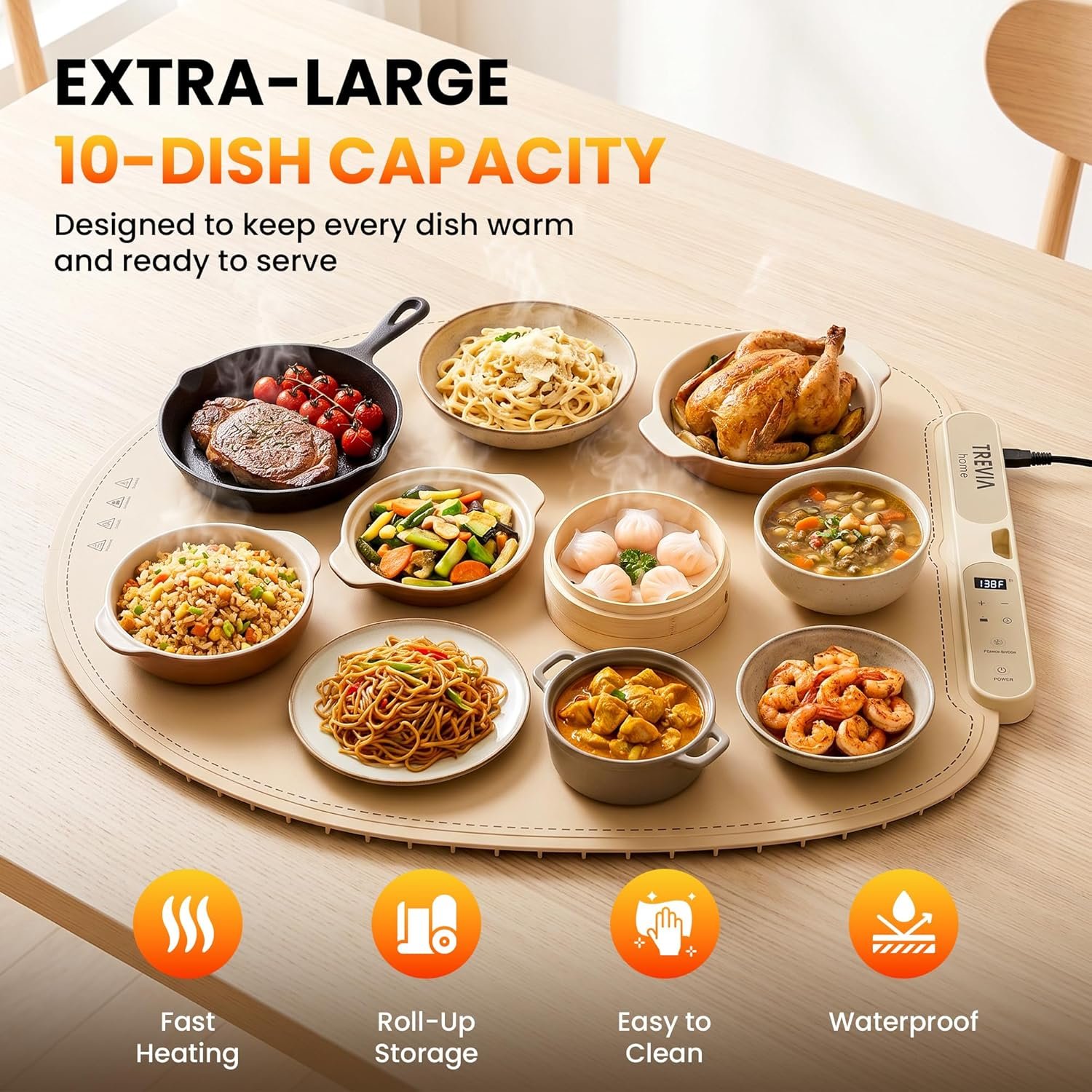 Food Warming Mat - 28” Foldable Round Silicone Warming Mat for Food - Image 8