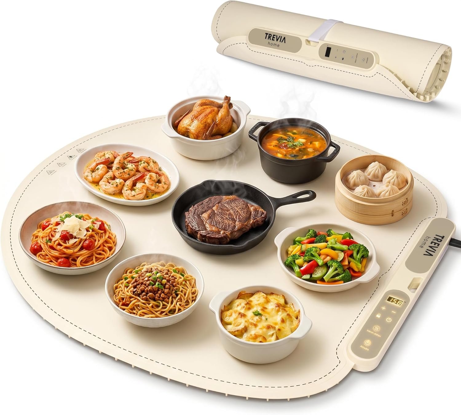 Food Warming Mat - 28” Foldable Round Silicone Warming Mat for Food