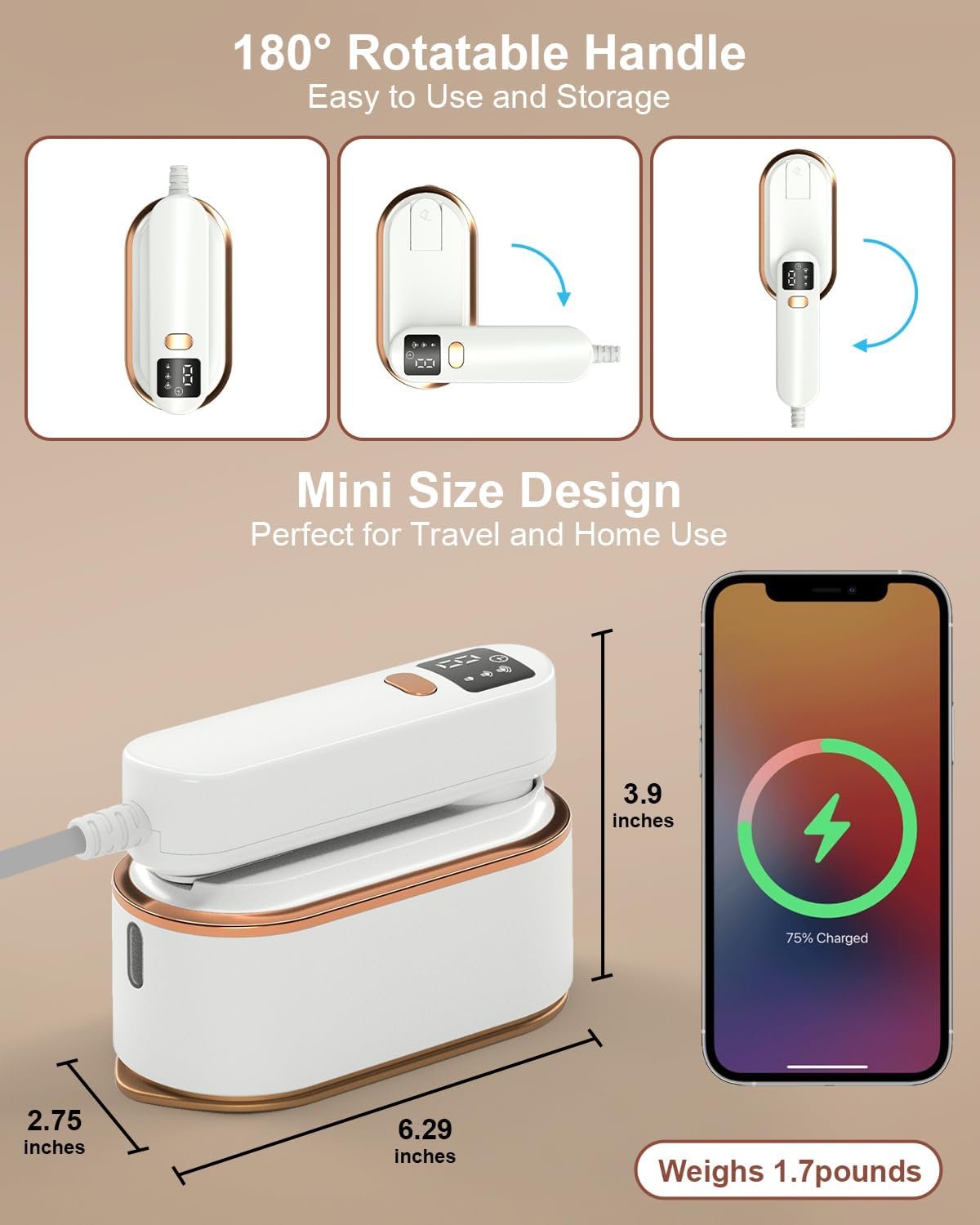 Travel Steamer Iron for Clothes *🇺🇸* A - Image 2
