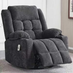 Power Swivel Rocker Recliner Chair for Adults (Dark Grey)