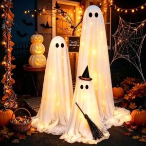3 Pack Halloween Lighted Ghost Decorations